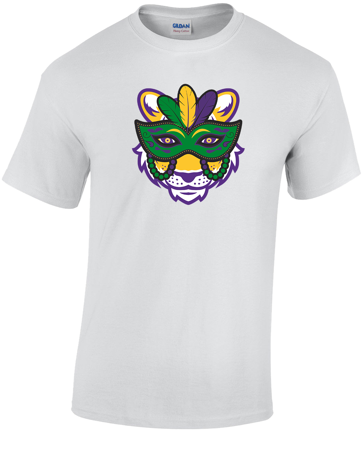 Geaux Tiger with Mask Mardi Gras T-shirt Package - 72 Pieces (3.99/piece)